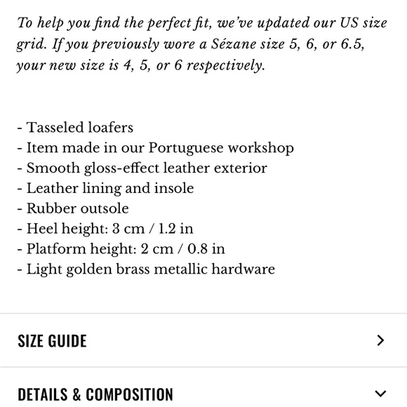 Sezane Amy Loafers Smooth Natural Leather - Size 11 NEW - Picture 6 of 6